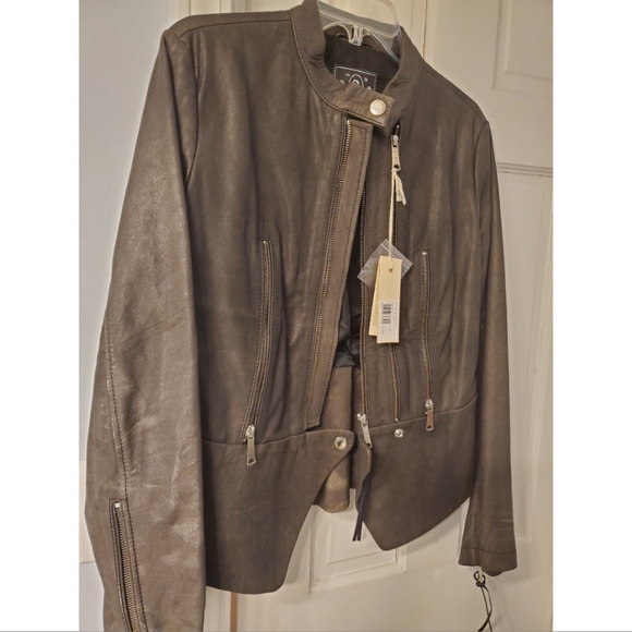 DIESEL Grey Leather Jacket - Brand New w/Tags - Picture 3 of 14